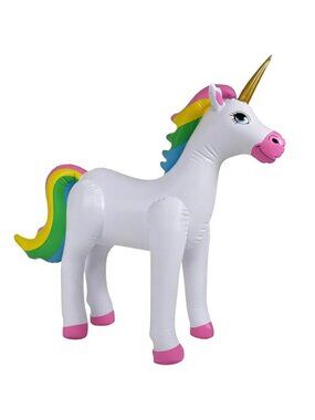 38" Inflatable Unicorn,Large Self-Standing Cute Rainbow Unicorn for Pool Parties